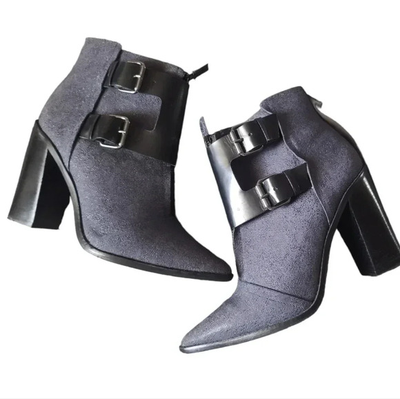 Tibi | Navy Blue & Black Piper Block Heeled Booties Sz 39.5 - Picture 2 of 12